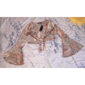 Nasty Gal Cropped Satin Tie Top